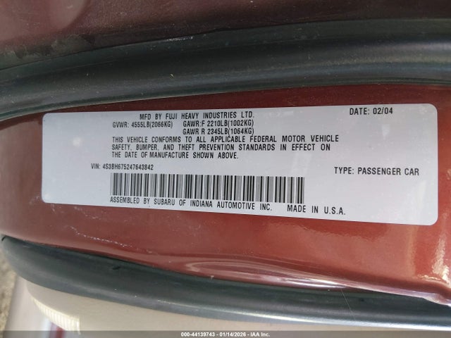 2004 SUBARU OUTBACK 4S3BH675247643842 Photo 8