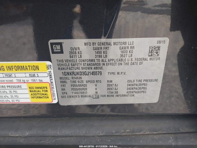 1GNKRJKD3GJ145579 Chevrolet Traverse Ltz