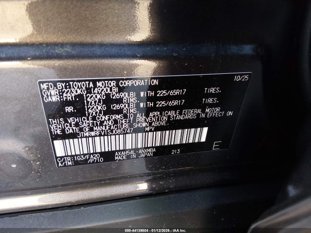 JTMRWRFV1SJ085747 Toyota Rav4 Hybrid Xle