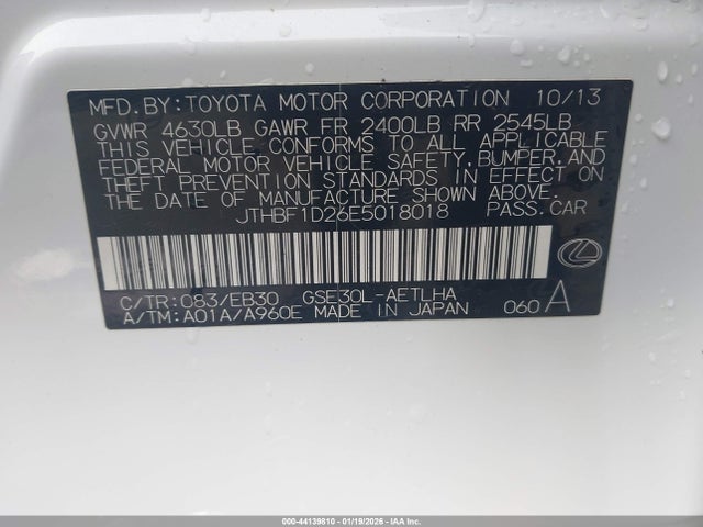 Aukcja sprzedaży 2014 Lexus Is 250, vin: JTHBF1D26E5018018, numer aukcji: 44139810