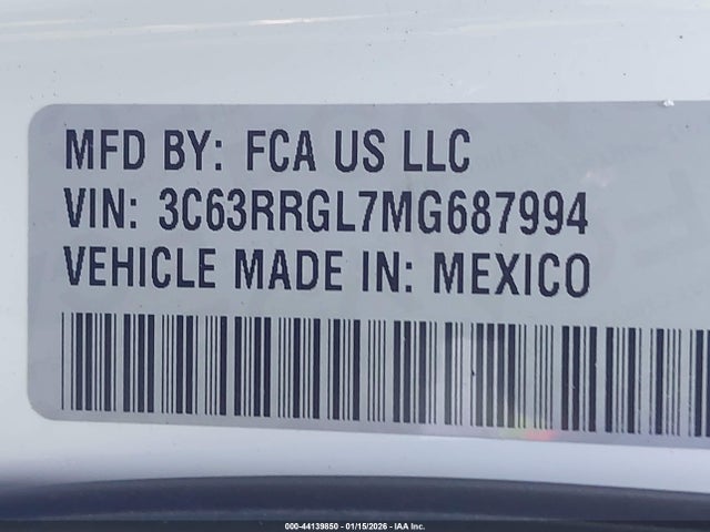 44139850 :رقم المزاد ، 3C63RRGL7MG687994 vin ، 2021 Ram 3500 Tradesman  4x4 8' Box مزاد بيع