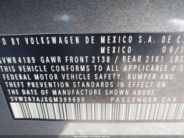 3VW267AJXGM399690 Volkswagen Jetta 1.4t S
