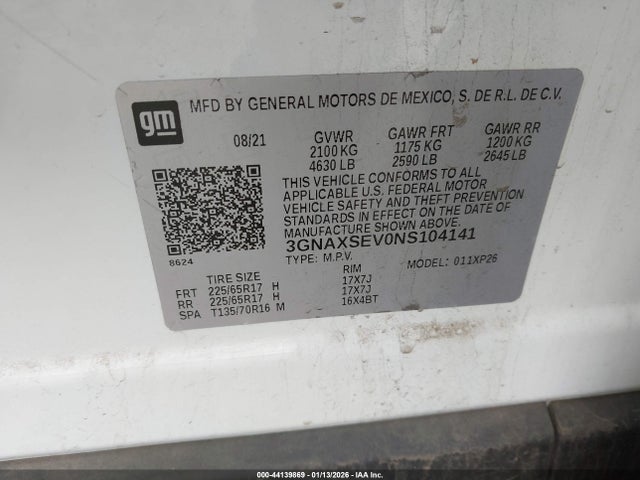 3GNAXSEV0NS104141 Chevrolet Equinox Awd Ls