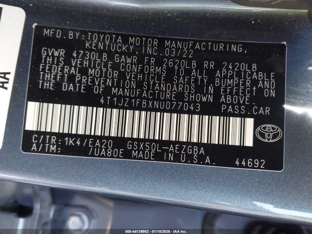 4T1JZ1FBXNU077043 Toyota AVALON XLE