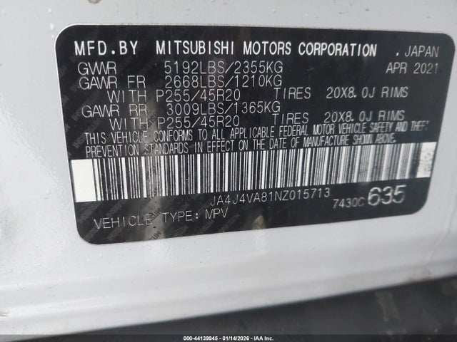 2022 MITSUBISHI OUTLANDER JA4J4VA81NZ015713 Photo 8