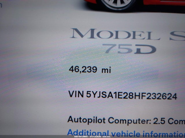 Tesla Model S 100d/60d/75d/90d/p100d 2017 5YJSA1E28HF232624 Image 15