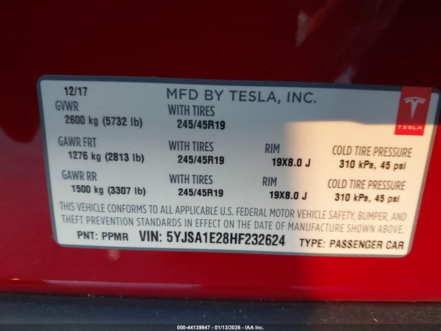 2017 TESLA MODEL S 5YJSA1E28HF232624 Photo 8