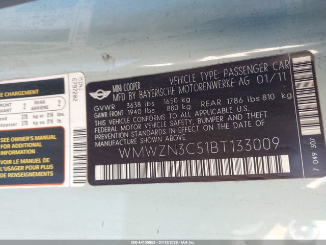 2011 MINI COOPER WMWZN3C51BT133009 Photo 8