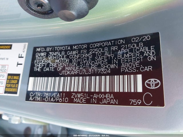 2020 TOYOTA PRIUS JTDKARFU7L3117324 Photo 8