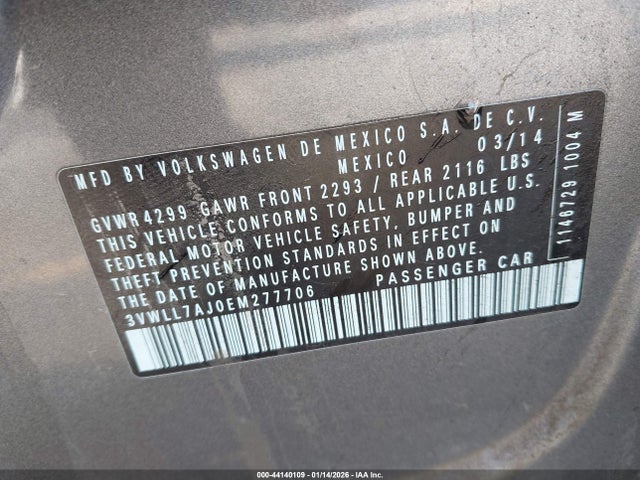 Volkswagen Jetta 2.0l Tdi Value Edition 2014 3VWLL7AJ0EM277706 Image 9