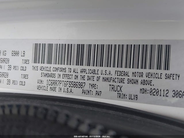 1C6RR7PT6FS586987 RAM 1500 Laramie Limited