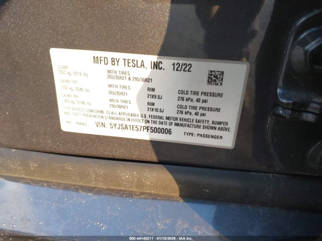 2023 TESLA MODEL S 5YJSA1E57PF500006 Photo 8