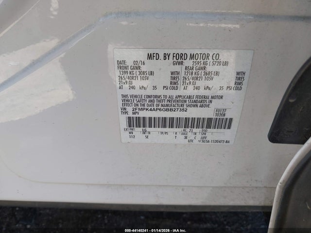 2016 FORD EDGE 2FMPK4AP6GBB27352 Photo 8