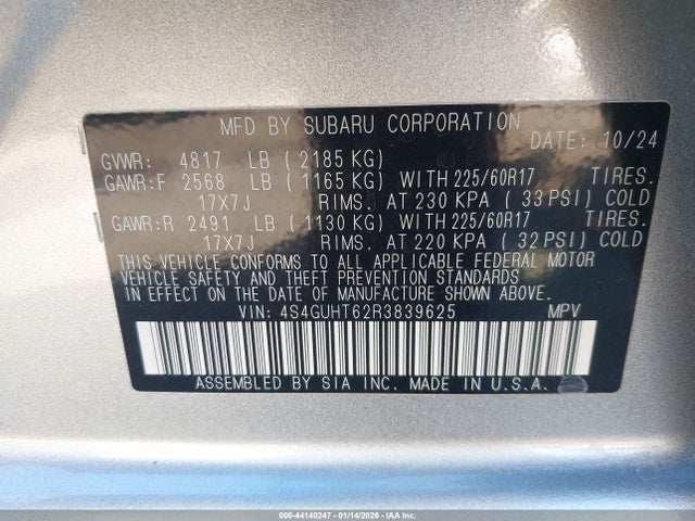 4S4GUHT62R3839625 Subaru Crosstrek Wilderness