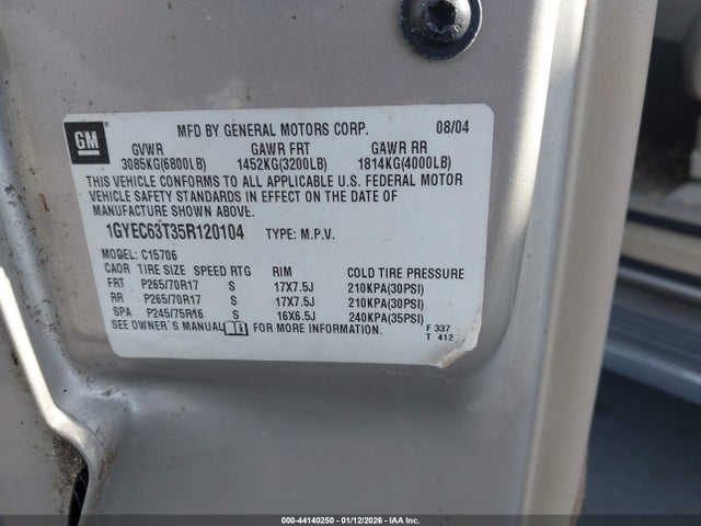 2005 CADILLAC ESCALADE 1GYEC63T35R120104 Photo 8