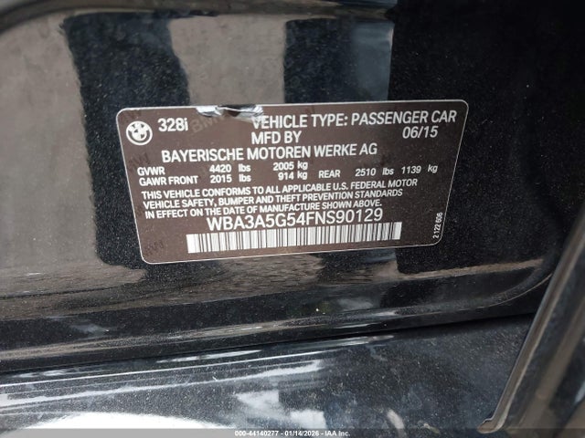 Продажа на аукционе авто 2015 Bmw 328i, vin: WBA3A5G54FNS90129, номер лота: 44140277