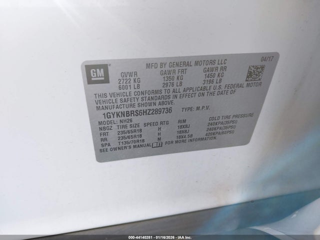 2017 CADILLAC XT5 1GYKNBRS6HZ289736 Photo 8