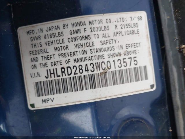 1998 HONDA CR-V JHLRD2843WC013575 Photo 8