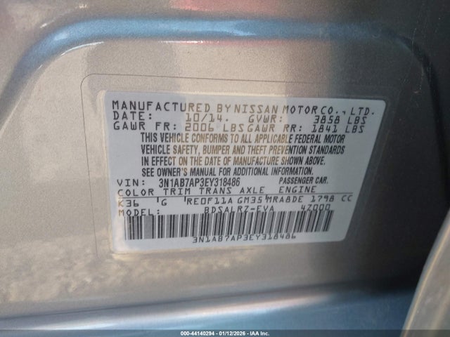 3N1AB7AP3EY318486 Nissan SENTRA SR