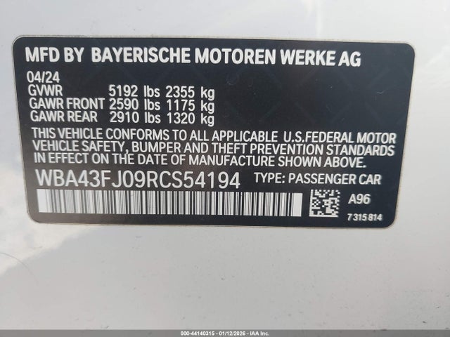 WBA43FJ09RCS54194 BMW 530I