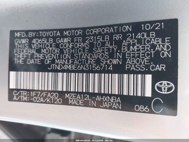 JTND4MBE6N3156714 Toyota Corolla Se Nightshade Edition