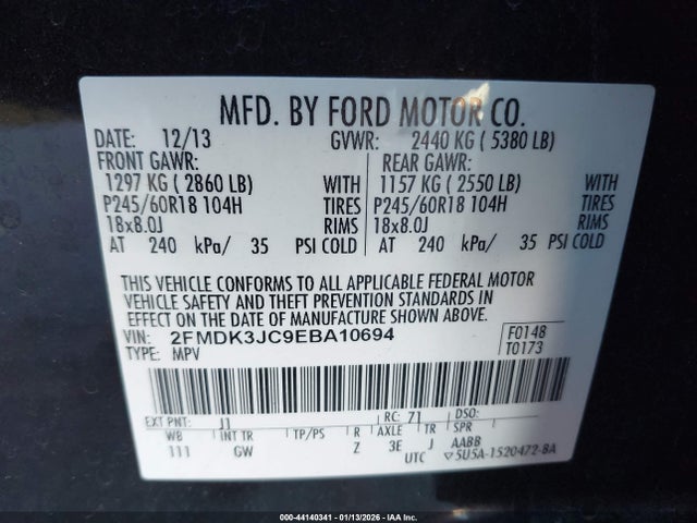 Ford EDGE SEL 2014 2FMDK3JC9EBA10694 Image 9