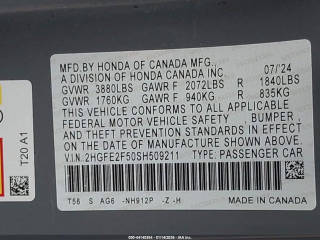 Honda Civic Sport 2025 2HGFE2F50SH509211 Image 9