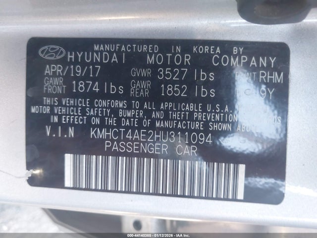 2017 HYUNDAI ACCENT KMHCT4AE2HU311094 Photo 8