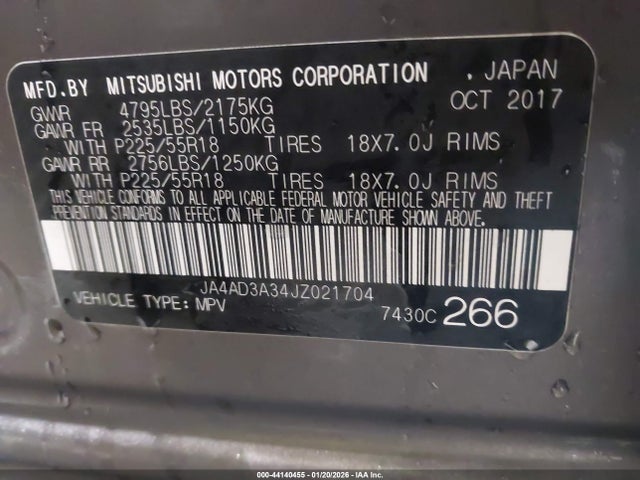 Auction sale of the 2018 Mitsubishi Outlander Se, vin: JA4AD3A34JZ021704, lot number: 44140455
