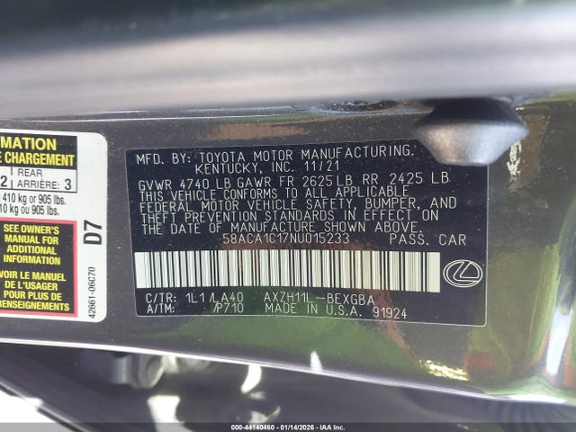 2022 LEXUS ES 300H 58ACA1C17NU015233 Photo 8
