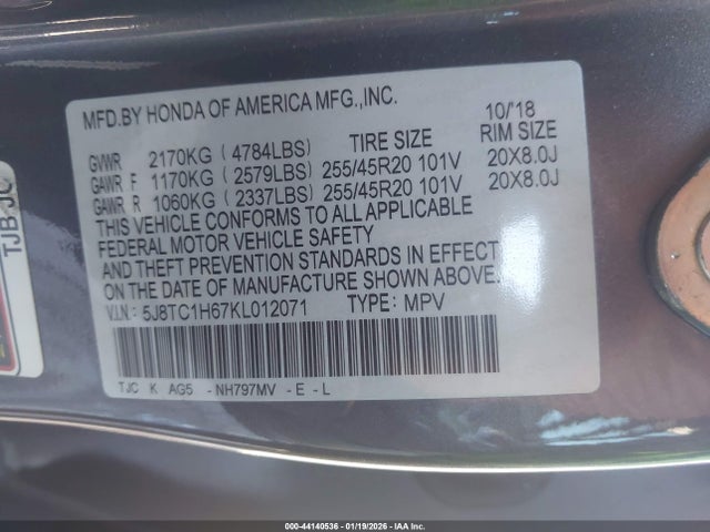 5J8TC1H67KL012071 Acura Rdx A-spec Package