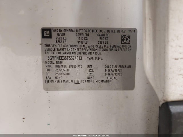 2015 CADILLAC SRX 3GYFNEE36FS574013 Photo 8