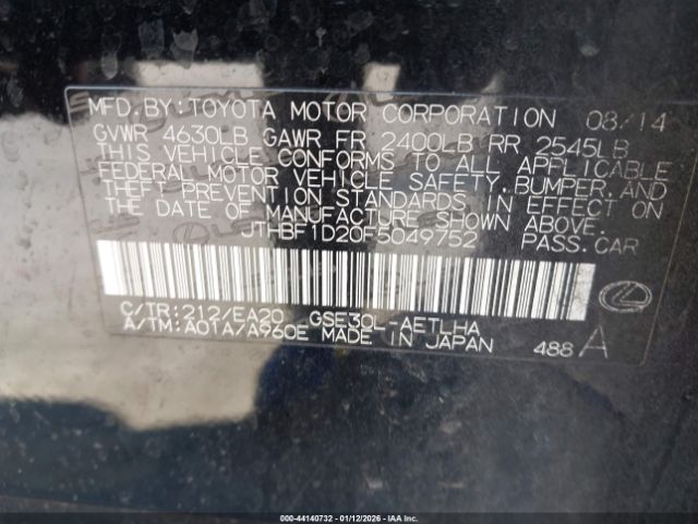 2015 LEXUS IS 250 JTHBF1D20F5049752 Photo 8