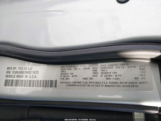 2021 JEEP GRAND CHEROKEE L 1C4RJKBG3M8211873 Photo 8