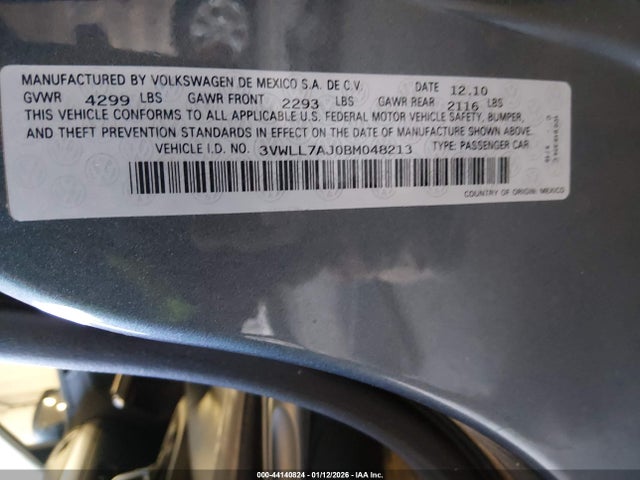 44140824 :رقم المزاد ، 3VWLL7AJ0BM048213 vin ، 2011 Volkswagen Jetta 2.0l Tdi مزاد بيع