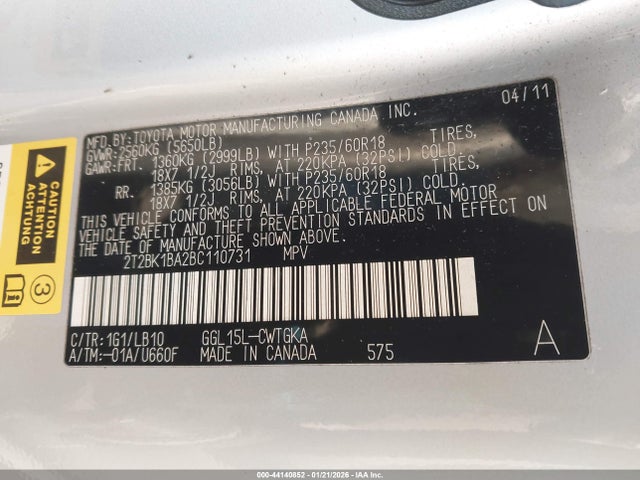 Продаж на аукціоні авто 2011 Lexus Rx 350, vin: 2T2BK1BA2BC110731, номер лоту: 44140852