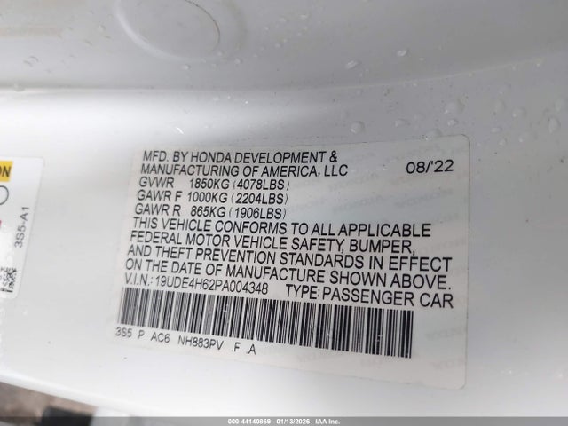 44140869 :رقم المزاد ، 19UDE4H62PA004348 vin ، 2023 Acura Integra A-spec Technology مزاد بيع