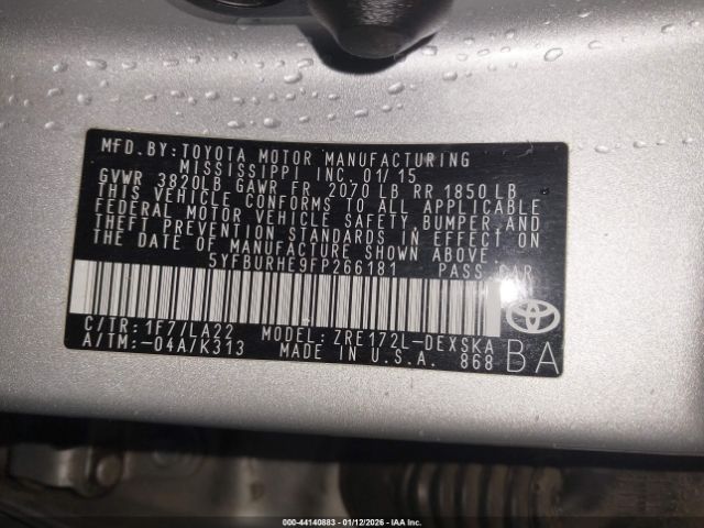 2015 TOYOTA COROLLA 5YFBURHE9FP266181 Photo 8