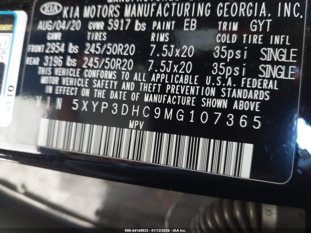 5XYP3DHC9MG107365 KIA Telluride Ex