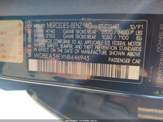 1992 MERCEDES-BENZ 400 WDBEA34EXNB646943 Photo 8