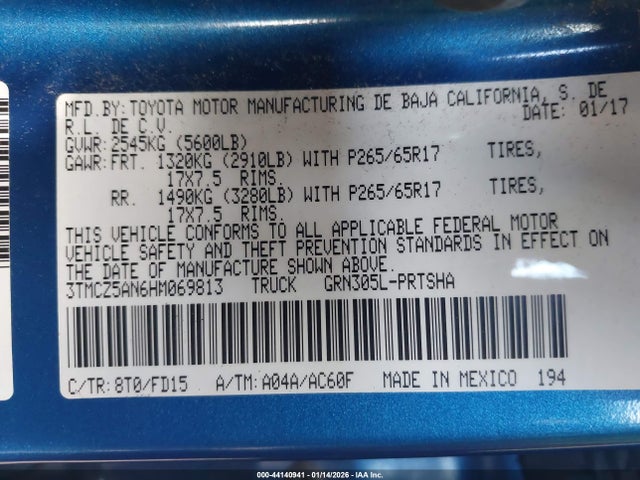 3TMCZ5AN6HM069813 Toyota Tacoma Trd Sport