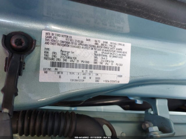 Продаж на аукціоні авто 2012 Ford Focus Se, vin: 1FAHP3K21CL443880, номер лоту: 44140952