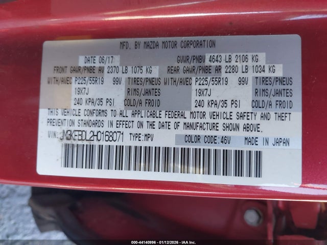 JM3KFBDL2H0168071 Mazda Cx-5 Grand Touring