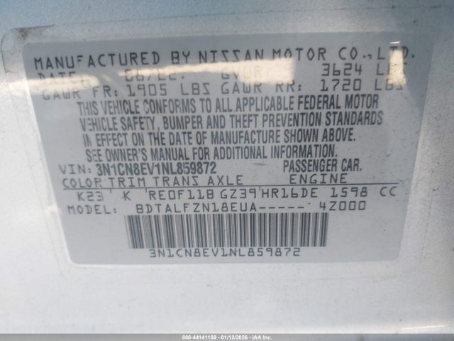 3N1CN8EV1NL859872 Nissan Versa 1.6 Sv Xtronic Cvt