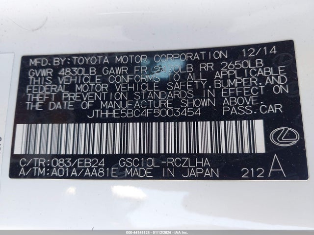 Lexus RC 350 2015 JTHHE5BC4F5003454 Image 9