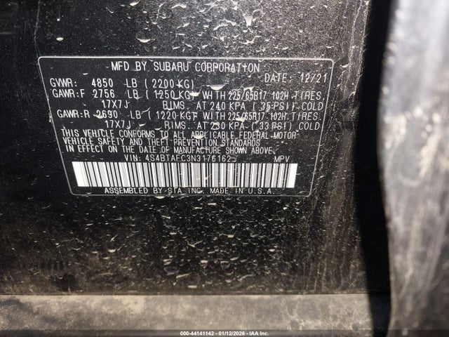 4S4BTAFC3N3176162 Subaru Outback Premium