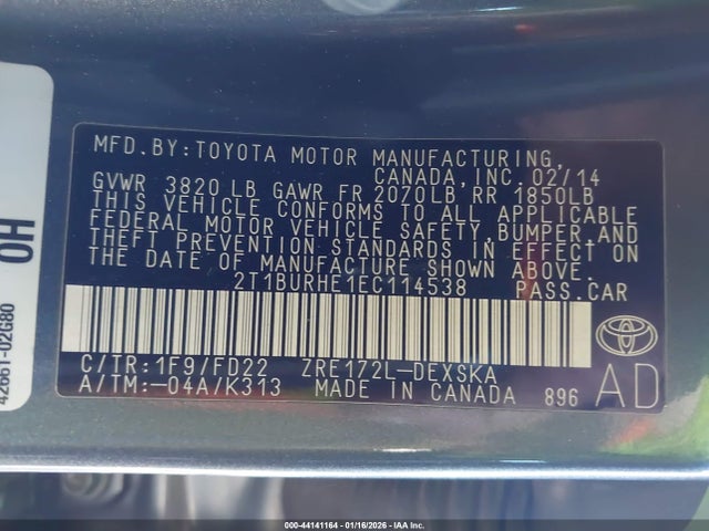 Toyota Corolla S Plus 2014 2T1BURHE1EC114538 Image 9