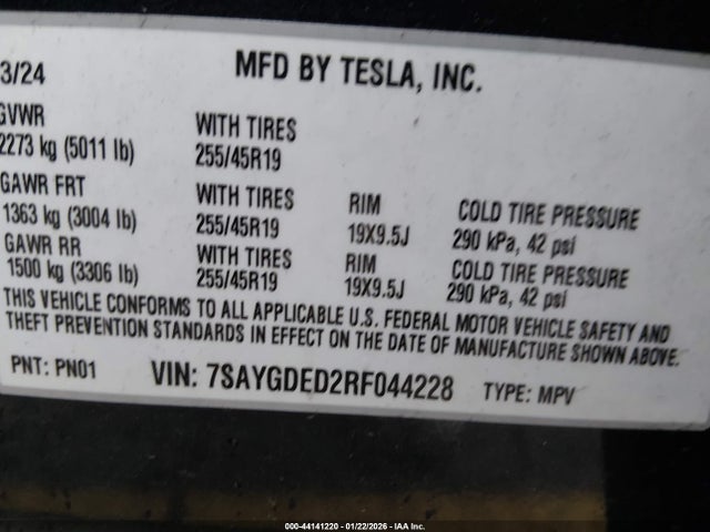 2024 TESLA MODEL Y 7SAYGDED2RF044228 Photo 8
