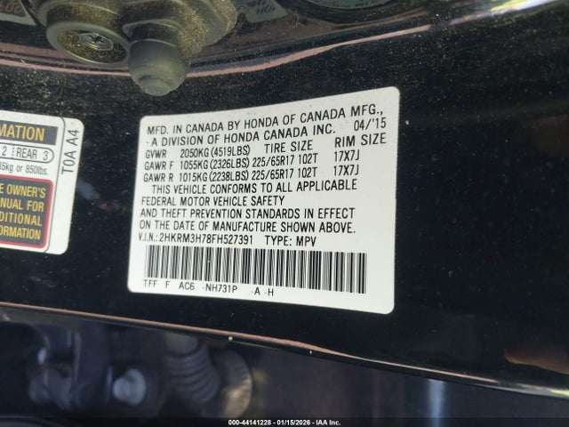 2HKRM3H78FH527391 Honda Cr-v Ex-l