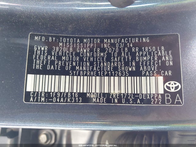 Toyota Corolla Le Eco Plus 2014 5YFBPRHE1EP112635 Image 9